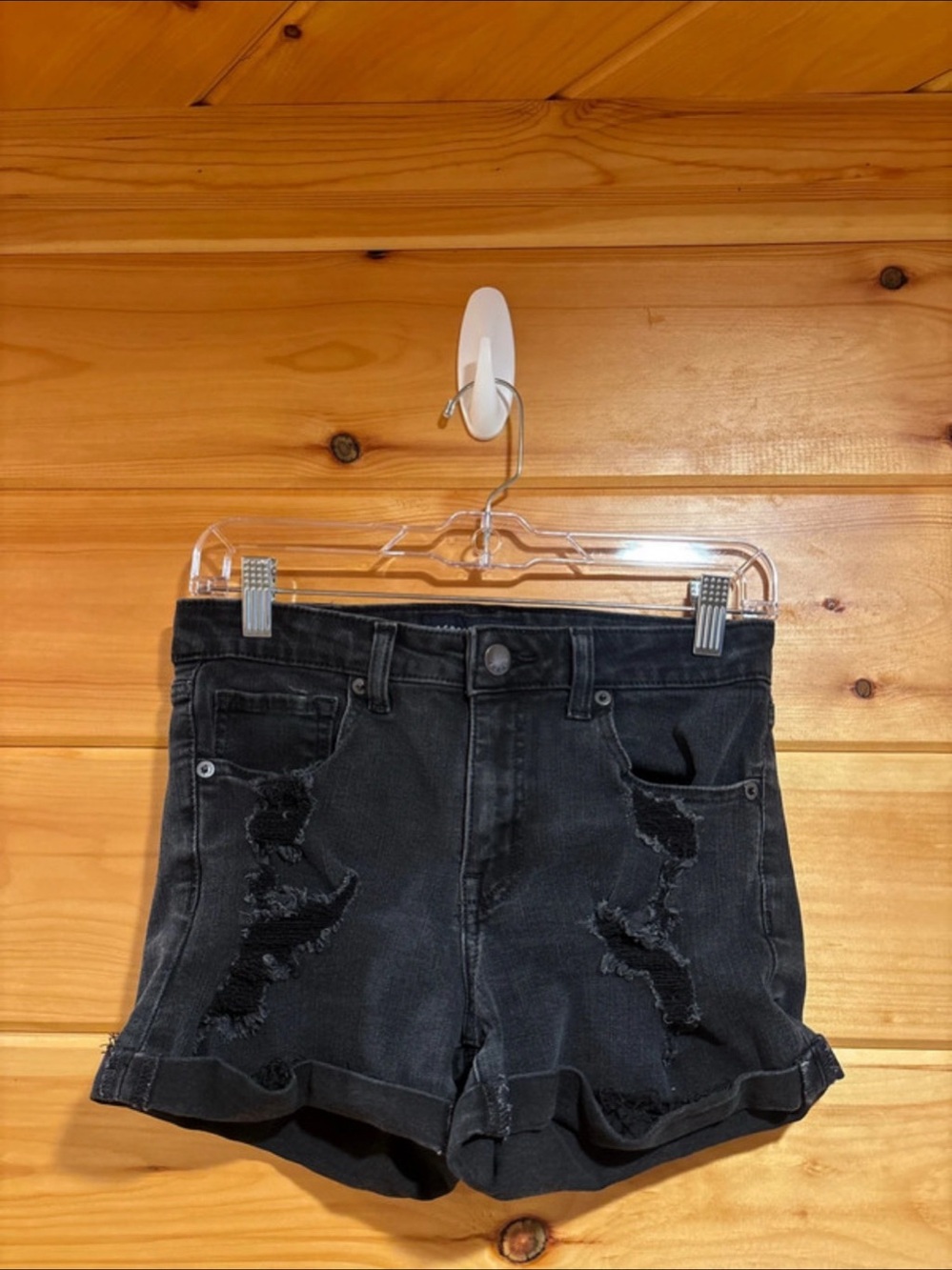 Aéropostale High-Rise Denim Midi Shorts Black Medium